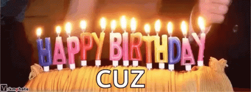 Colorful Candles Happy Birthday Cuz Greetings GIF