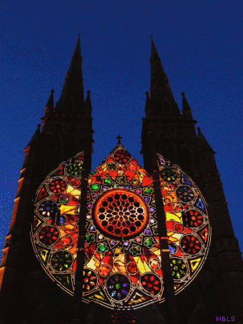 Colorful Church Christmas Lights GIF