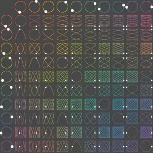 Colorful Circles and Squares on Dark Background