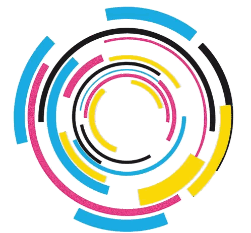 colorful circles on a white background with the letter o in the center
