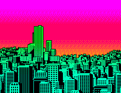Colorful City Pixel Art GIF