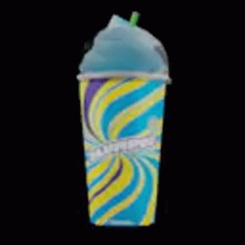 Colorful Cup of Ice Cream With Straw