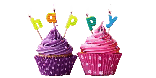 Colorful Cupcakes With Candles Saying Happy Birthday