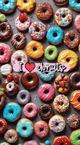 Colorful Donuts Saying I Love Donuts
