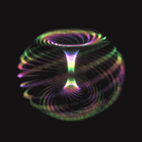 Colorful Figure With Vortex On Top And Base GIF