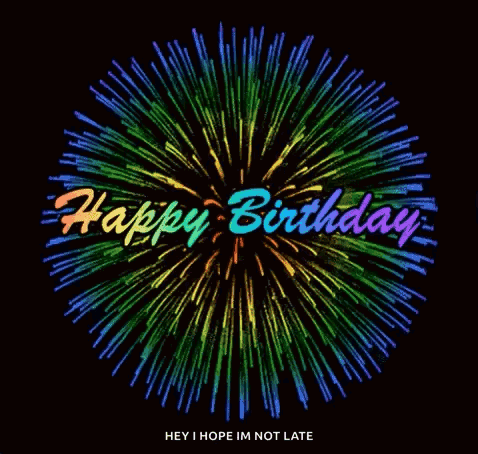 Colorful Fireworks Saying Happy Birthday