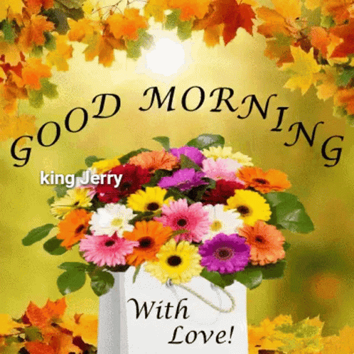 Colorful Flower Bouquet With Good Morning Love GIF