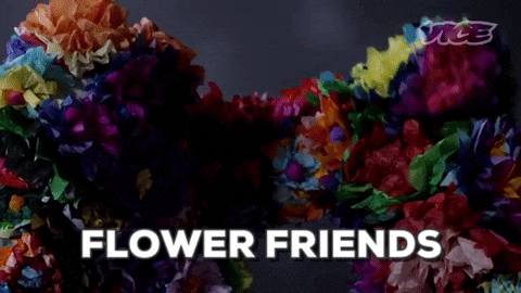 Colorful Flower Friends Head Pats GIF