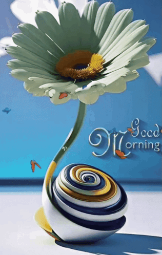 Colorful Flower In Vase Saying Good Morning GIF