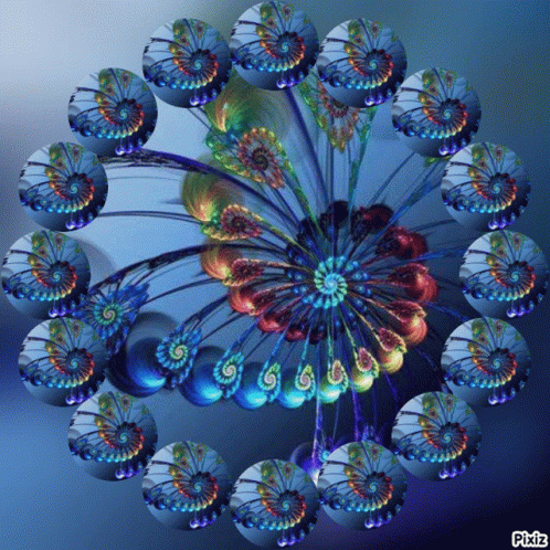 Colorful Flower With Pixiz Text GIF