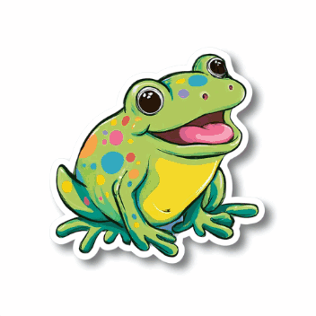 Colorful Frog with Tongue Out