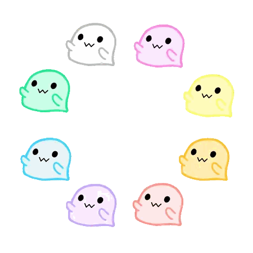 Colorful Ghosts With W Faces