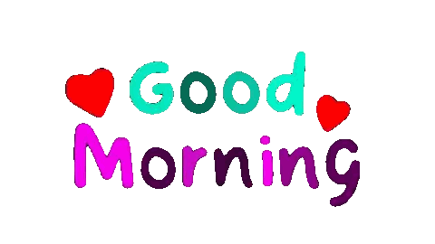 Colorful Good Morning Sign With Red Hearts