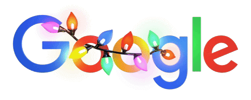 Colorful Google Logo with Christmas Lights