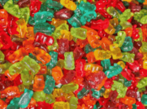Colorful Gummy Bears Saying Strawberry GIF
