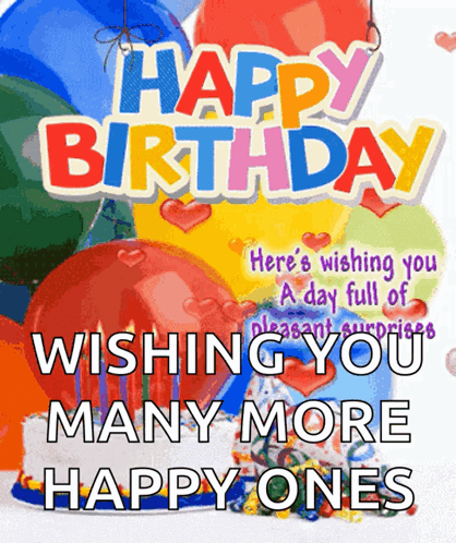 Colorful Happy Birthday Card With Balloons and Candles