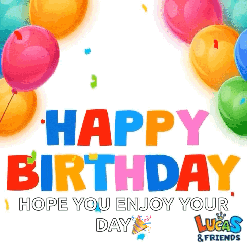Colorful Happy Birthday Card With Balloons and Confetti