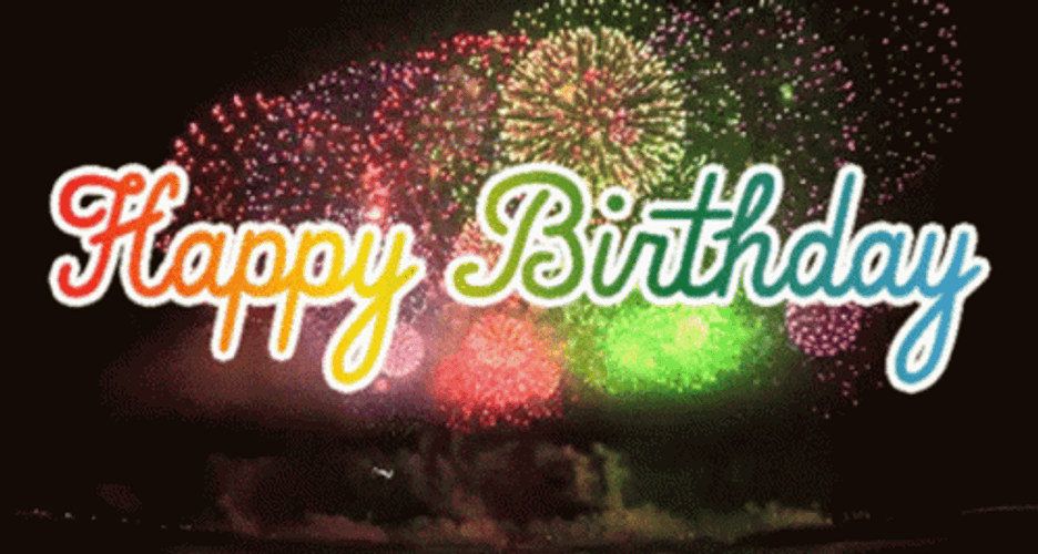 Colorful Happy Birthday Fireworks GIF