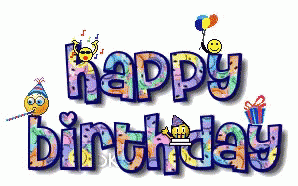 Colorful Happy Birthday Sign With Smiley Faces GIF