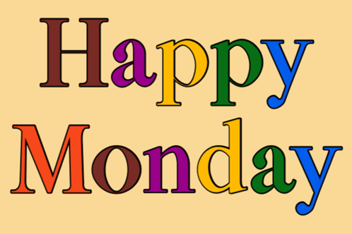 Colorful Happy Monday Sign on Tan Background