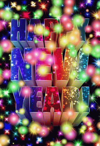 Colorful Happy New Year Greeting Card With Fireworks