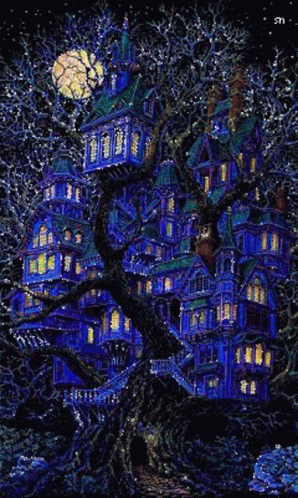 Colorful Haunted House GIF