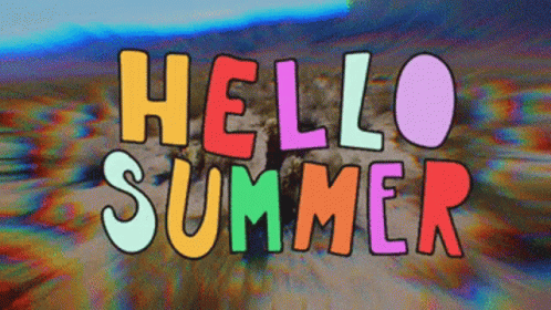 Colorful Hello Summer Sign on Desert Background
