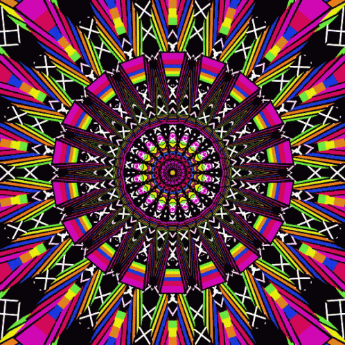 Colorful Kaleidoscope With Circle In Center GIF