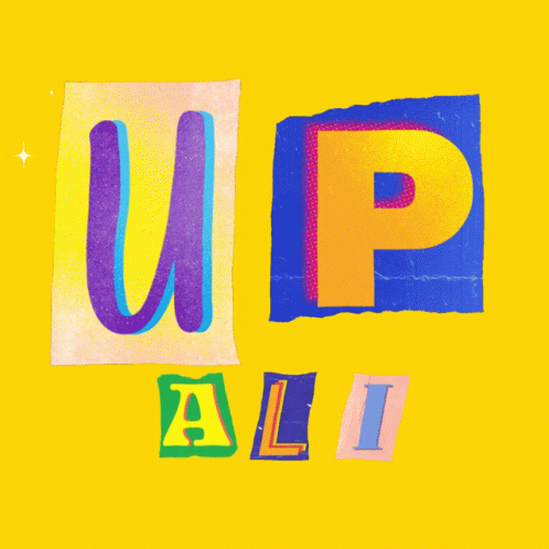 Colorful Letters Up Ali on Yellow Background