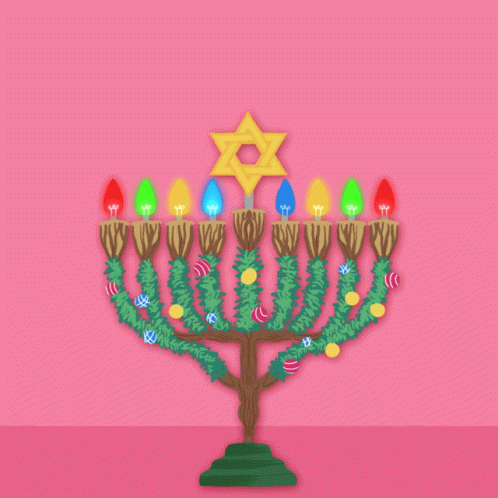 Colorful Light Happy Hanukkah GIF