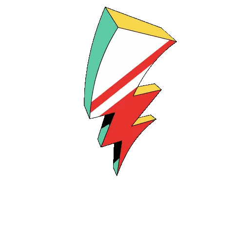 Colorful Lightning Bolt with White and Red Stripe