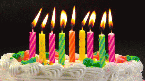 Colorful Lit Birthday Bougie GIF