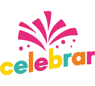 Colorful Logo Saying Celebrar with Fireworks