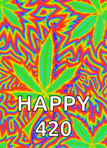 Colorful Marijuana Leaf Saying Happy 420