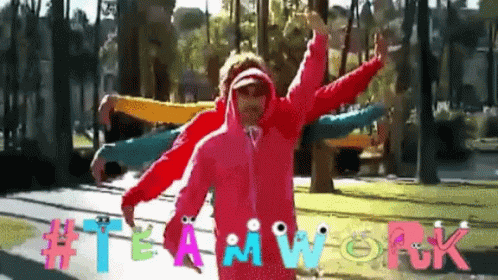 Colorful Men In Line Hashtag Team Work GIF