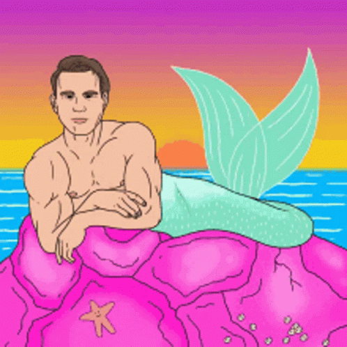 Colorful Mermaid Man GIF