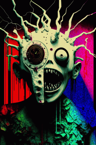 Colorful Monster With Large Eye And Large Mouth GIF