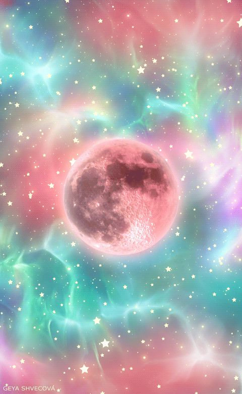Colorful Moon Animation GIF