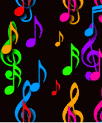 Colorful Music Notes and Treble Clef