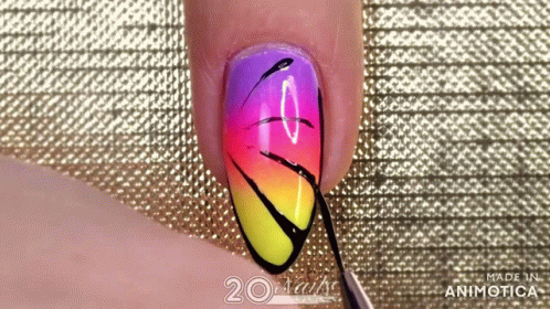 Colorful Nail Design Close-Up GIF