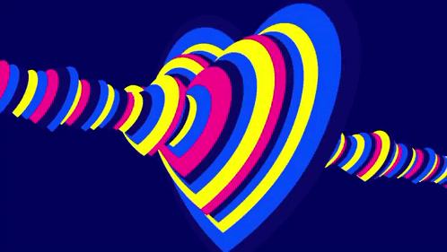 Colorful Optical Illusion Heart Blue Background