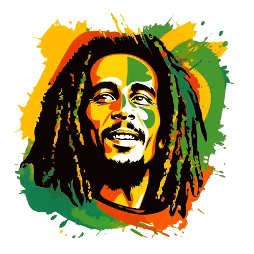 Colorful Painting of Man with Dreadlocks and Beard