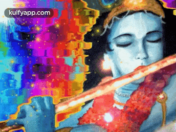 Colorful Painting of Person Playing Flute