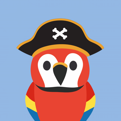 Colorful Parrot in Pirate Hat with Crossbones