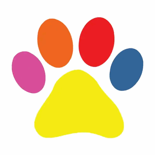 Colorful Paw Print with Yellow Outline