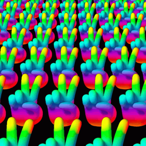 Colorful Peace Signs Lined Up On Black GIF
