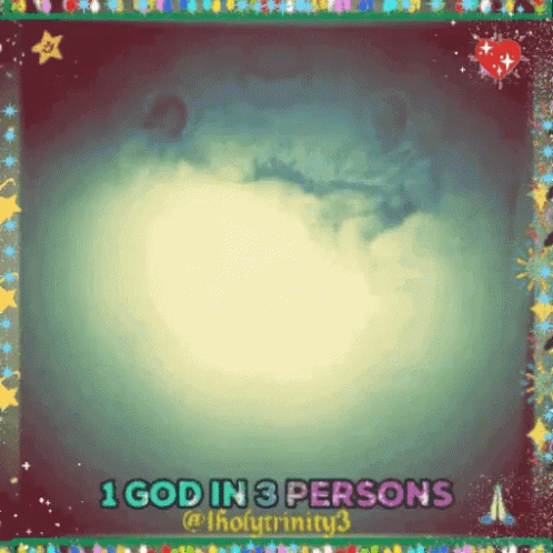 Colorful Picture Frame Saying 1 God in 3 Persons