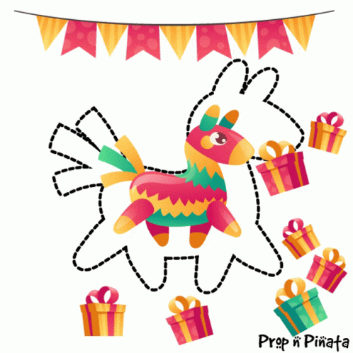 Colorful Piñata Surrounded by Balloons Gifts Prop N Pinata