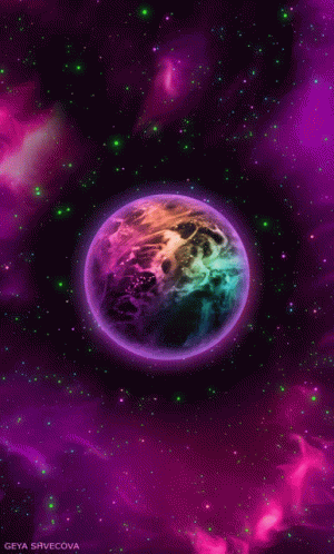 Colorful Planet Rotating GIF
