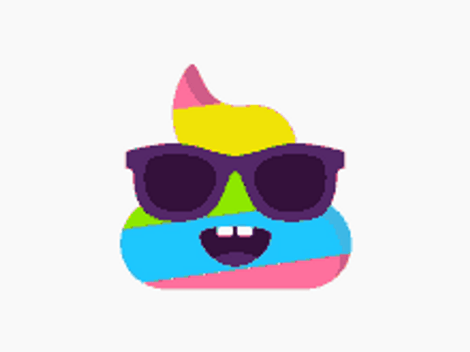 Colorful Poop Emoji With Shades GIF